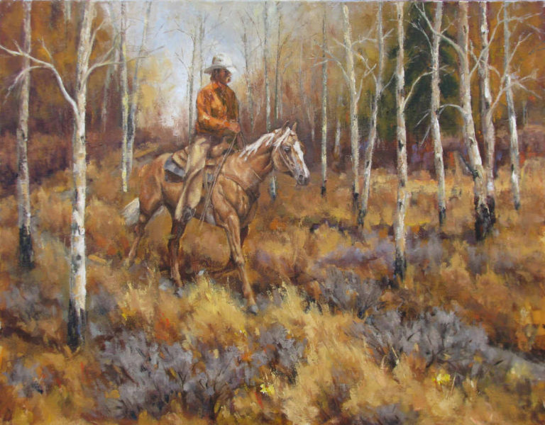 Cowboy painting of a cowboy in the quakes